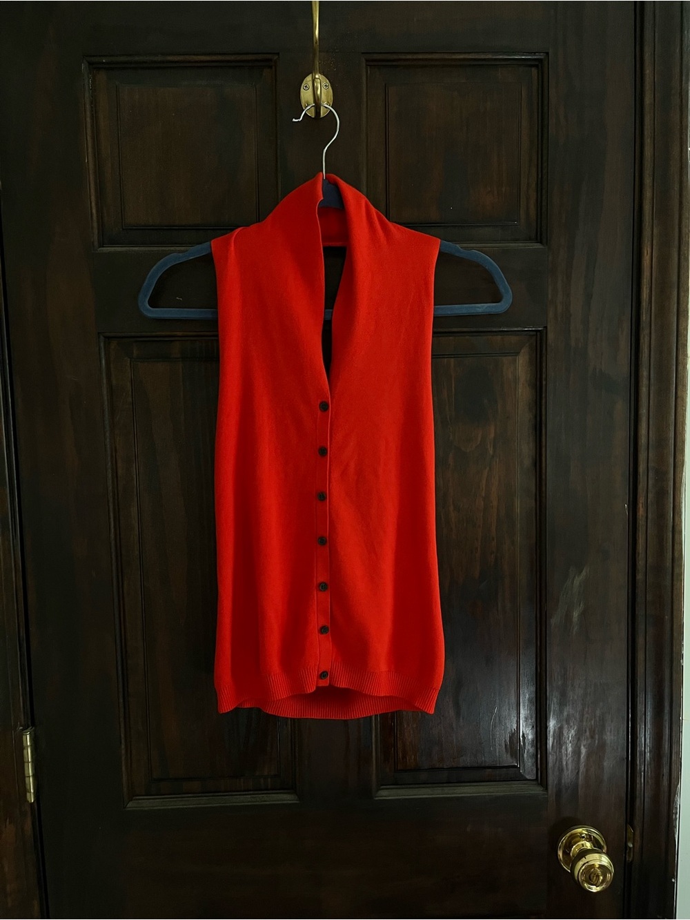 Banana Republic sculpted button front halter top in hot red - Picture 4 of 8